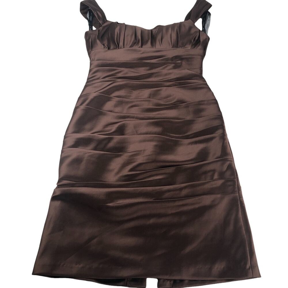 Bill Levkoff brown satin structured dress size 10